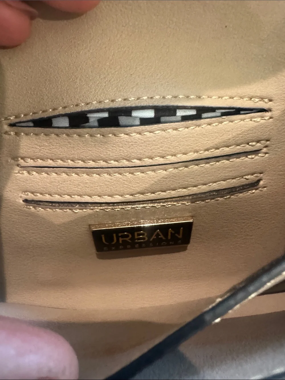 Urban Expressions Blush Beige Envelope Clutch with Gold V Accent